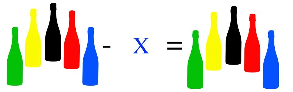 Simple math problems and exercises with objects 스톡 사진