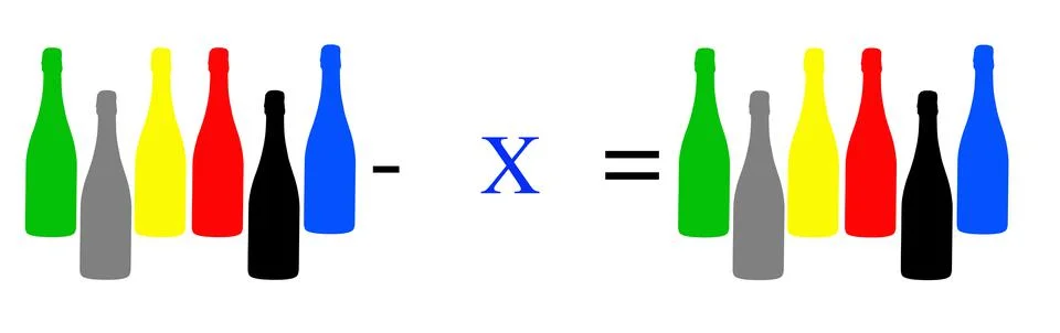 Simple math problems and exercises with objects 스톡 사진