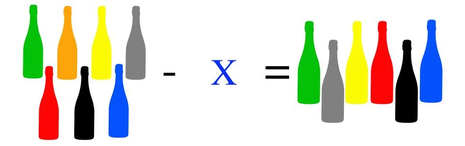 Simple math problems and exercises with objects 스톡 사진