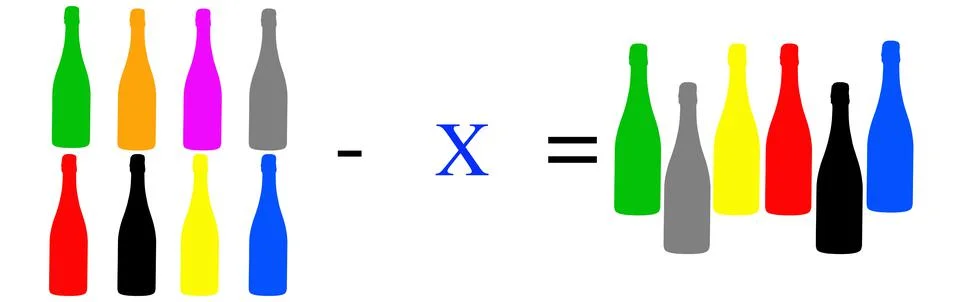 Simple math problems and exercises with objects 스톡 사진