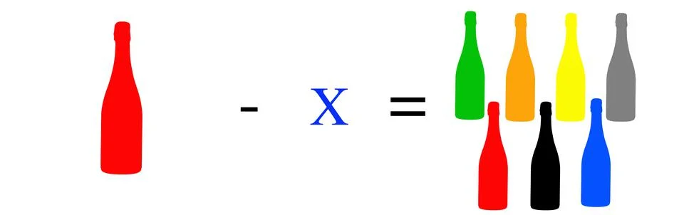 Simple math problems and exercises with objects Foto stock