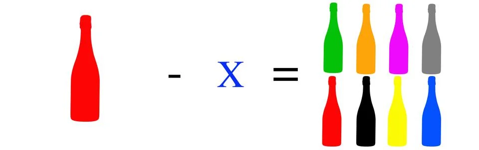 Simple math problems and exercises with objects Foto stock