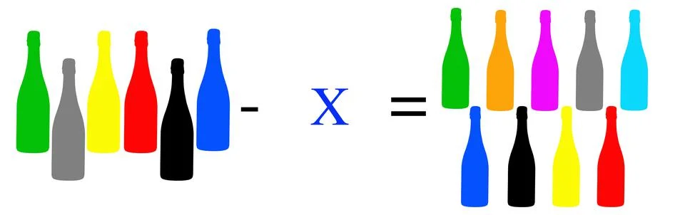 Simple math problems and exercises with objects 스톡 사진