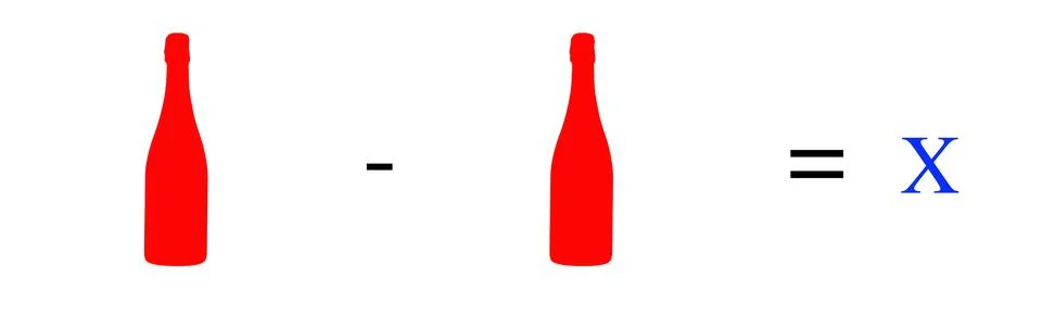 Simple math problems and exercises with objects Stock Photos