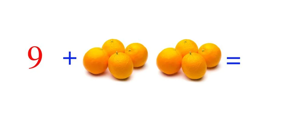 Simple math problems and mathematical and arithmetic calculation Stock Photos