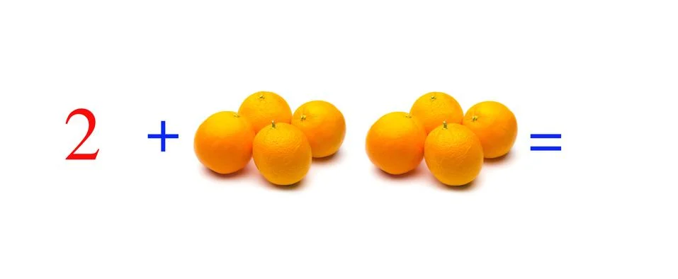 Simple math problems and mathematical and arithmetic calculation Stock Photos