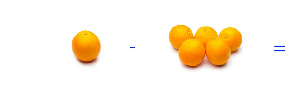 Simple math problems, subtraction problems, simple subtractions Stock Photos