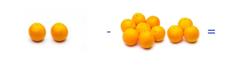 Simple math problems, subtraction problems, simple subtractions Stock Photos