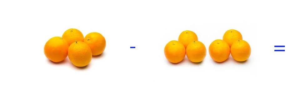 Simple math problems, subtraction problems, simple subtractions Stock Photos