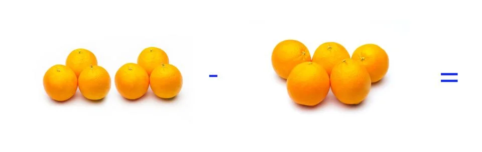 Simple math problems, subtraction problems, simple subtractions Stock Photos