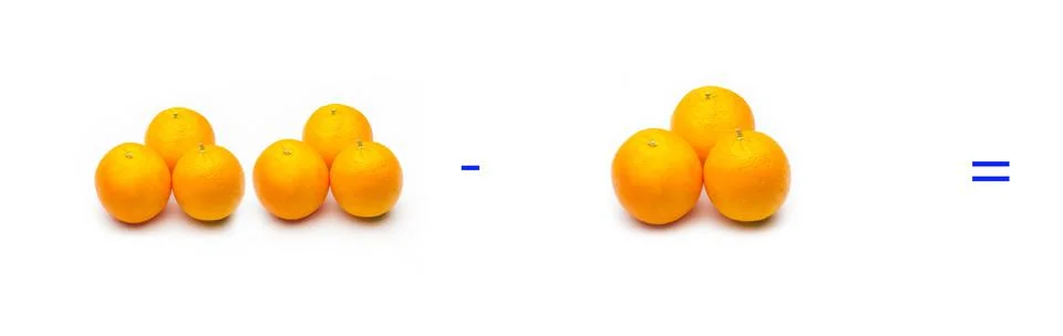 Simple math problems, subtraction problems, simple subtractions Stock Photos