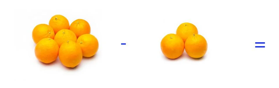 Simple math problems, subtraction problems, simple subtractions Stock Photos