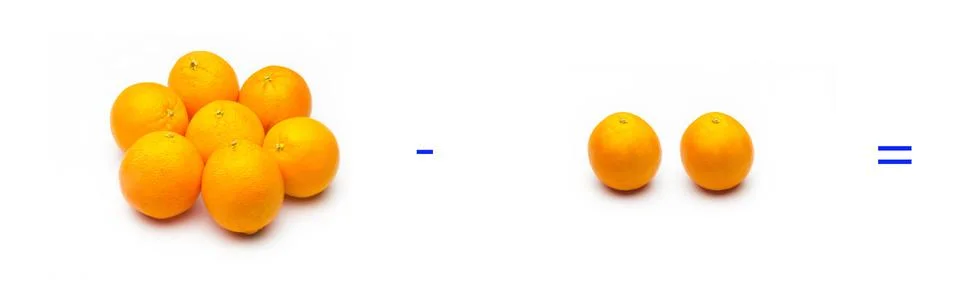 Simple math problems, subtraction problems, simple subtractions Stock Photos