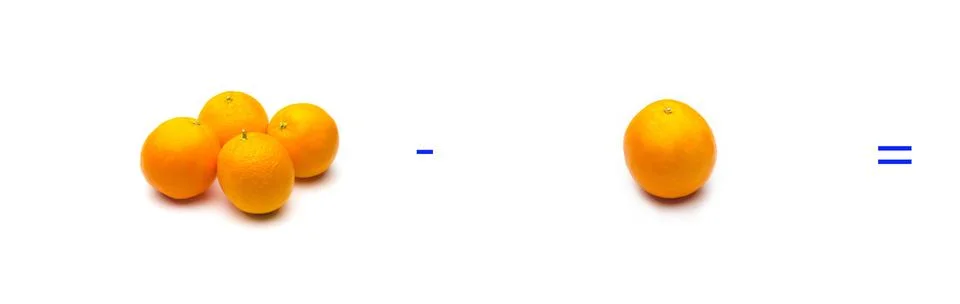 Simple math problems, subtraction problems, simple subtractions Foto stock