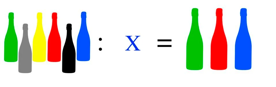 Simple mathematical exercises with coloured objects Stock Illustration