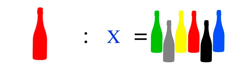 Simple mathematical exercises with coloured objects Illustrazione stock