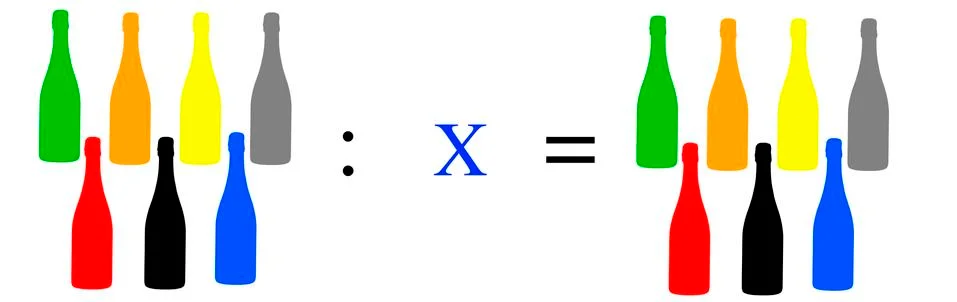 Simple mathematical exercises with coloured objects Stock Illustration