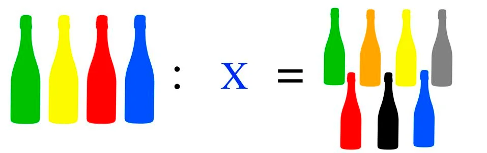 Simple mathematical exercises with coloured objects Stock Illustration