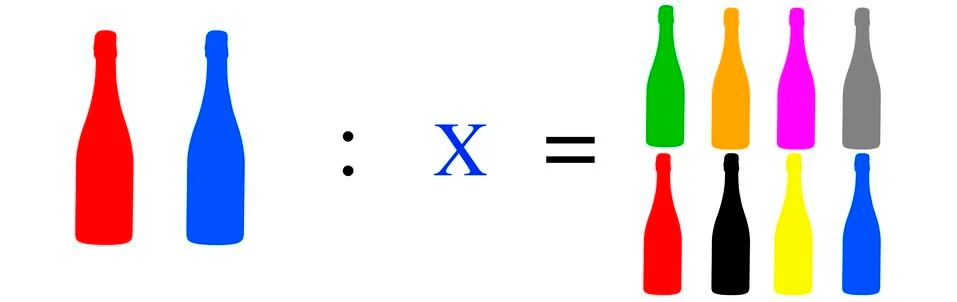 Simple mathematical exercises with coloured objects Stock Illustration