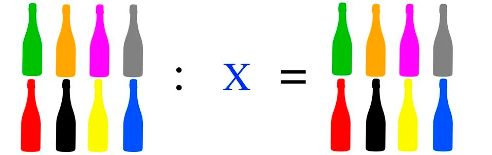 Simple mathematical exercises with coloured objects Illustrazione stock
