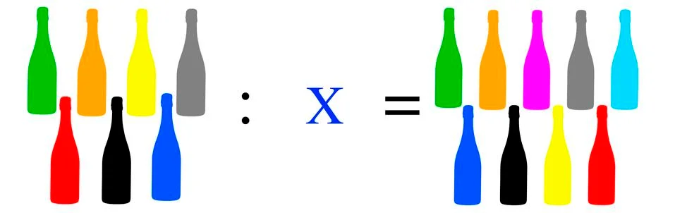 Simple mathematical exercises with coloured objects Illustrazione stock