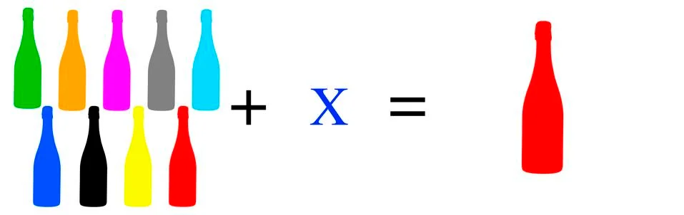 Simple mathematical exercises with coloured objects Illustrazione stock