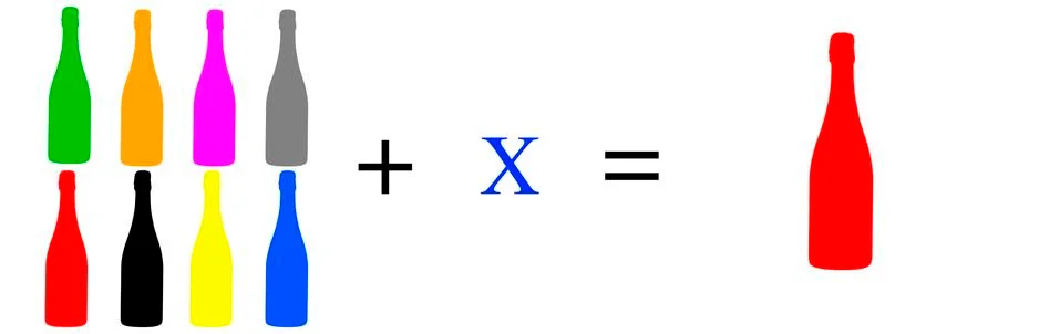 Simple mathematical exercises with coloured objects Illustrazione stock