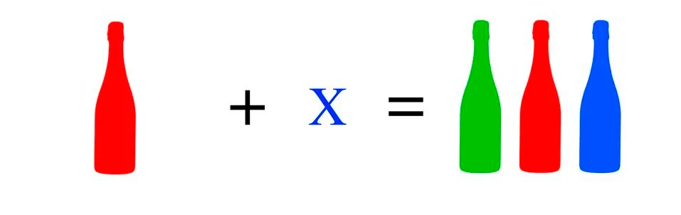 Simple mathematical exercises with coloured objects Illustrazione stock