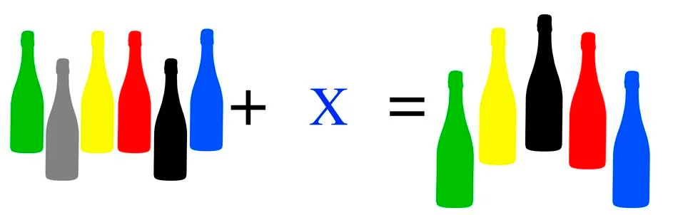 Simple mathematical exercises with coloured objects Stock Illustration