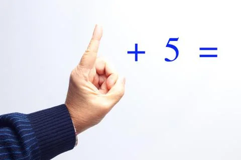 Simple mathematical operations with your hands Stock Photos