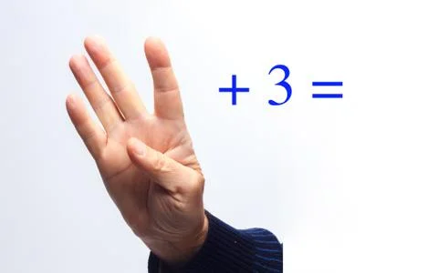 Simple mathematical operations with your hands Stock Photos