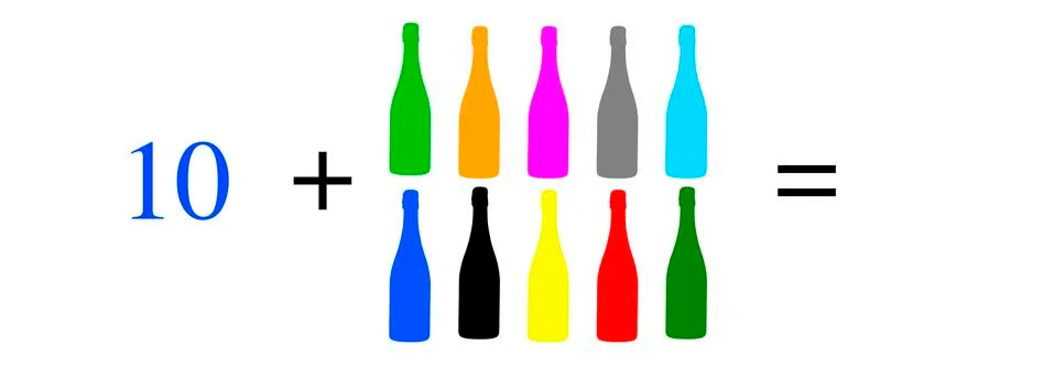 Simple mathematical problems, addition, subtraction, multiplication and divis Illustrazione stock