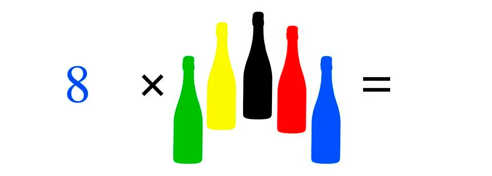 Simple mathematical problems, addition, subtraction, multiplication and divis Illustrazione stock