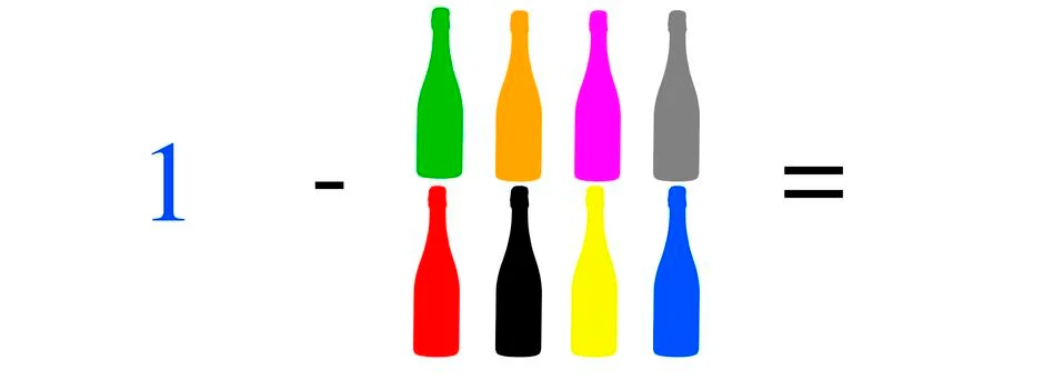 Simple mathematical problems, addition, subtraction, multiplication and divis Stock Illustration
