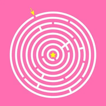 Simple maze template. Logic game for kids. Isolated circle labyrinth. Illustrazione stock