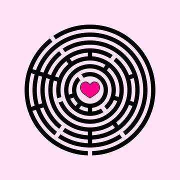 Simple maze template. Logic game for kids. Isolated circle labyrinth. Illustrazione stock