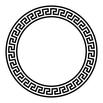 Simple meander pattern, circle frame and decorative border Stock Illustration