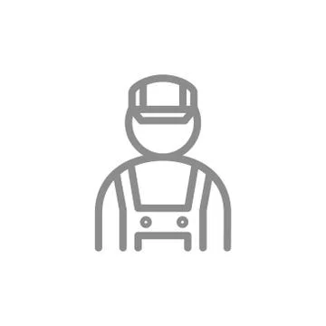 Simple mechanic, fitter, engineer line icon. Symbol and sign vector illustration Stock Illustration