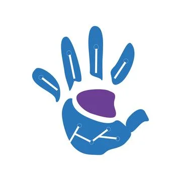 Simple mechanical digital hand illustration and logo Stock Illustration
