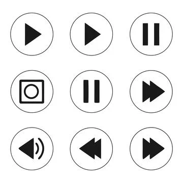 Simple Media Player Control Icons Set for Modern UI/UX Designs Stock Illustration