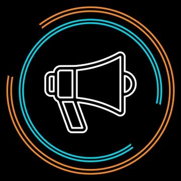 Simple Megaphone Loudspeaker Thin Line Vector Icon Stock Illustration