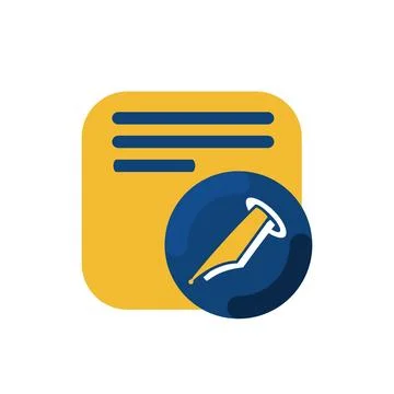 Simple memo and pen button icon and logo vector Stock Illustration