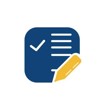 Simple memo and pen button application icon and logo Stock Illustration