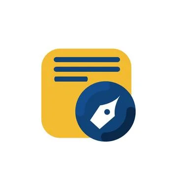 Simple memo and pen button application icon and logo vector Stock Illustration