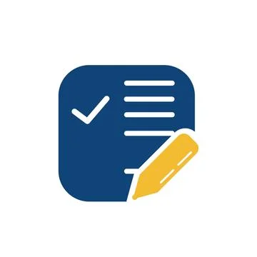 Simple memo and pen button application icon and logo vector Stock Illustration