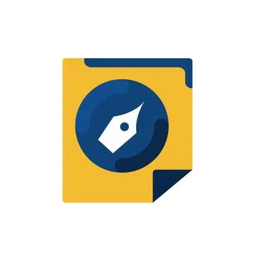 Simple memo and pen button application icon and logo vector Stock Illustration