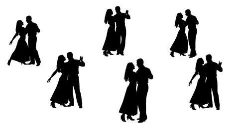 Simple Merengue Dancing Couple Silhouettes Stock Illustration