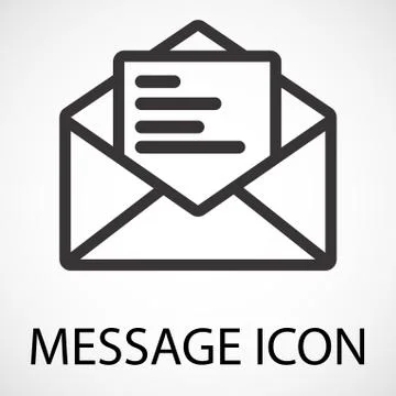 Simple message envelope line art icon, vector Stock Illustration