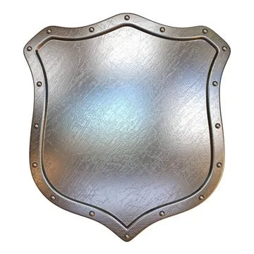 Simple metal shield 3D Simple metal shield 3D render illustration isolated... Stock Photos