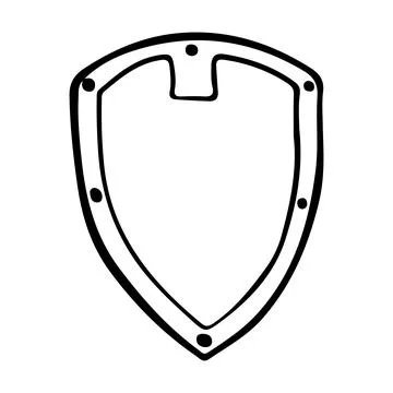 A simple metal shield in doodle style isolated. Stock Illustration